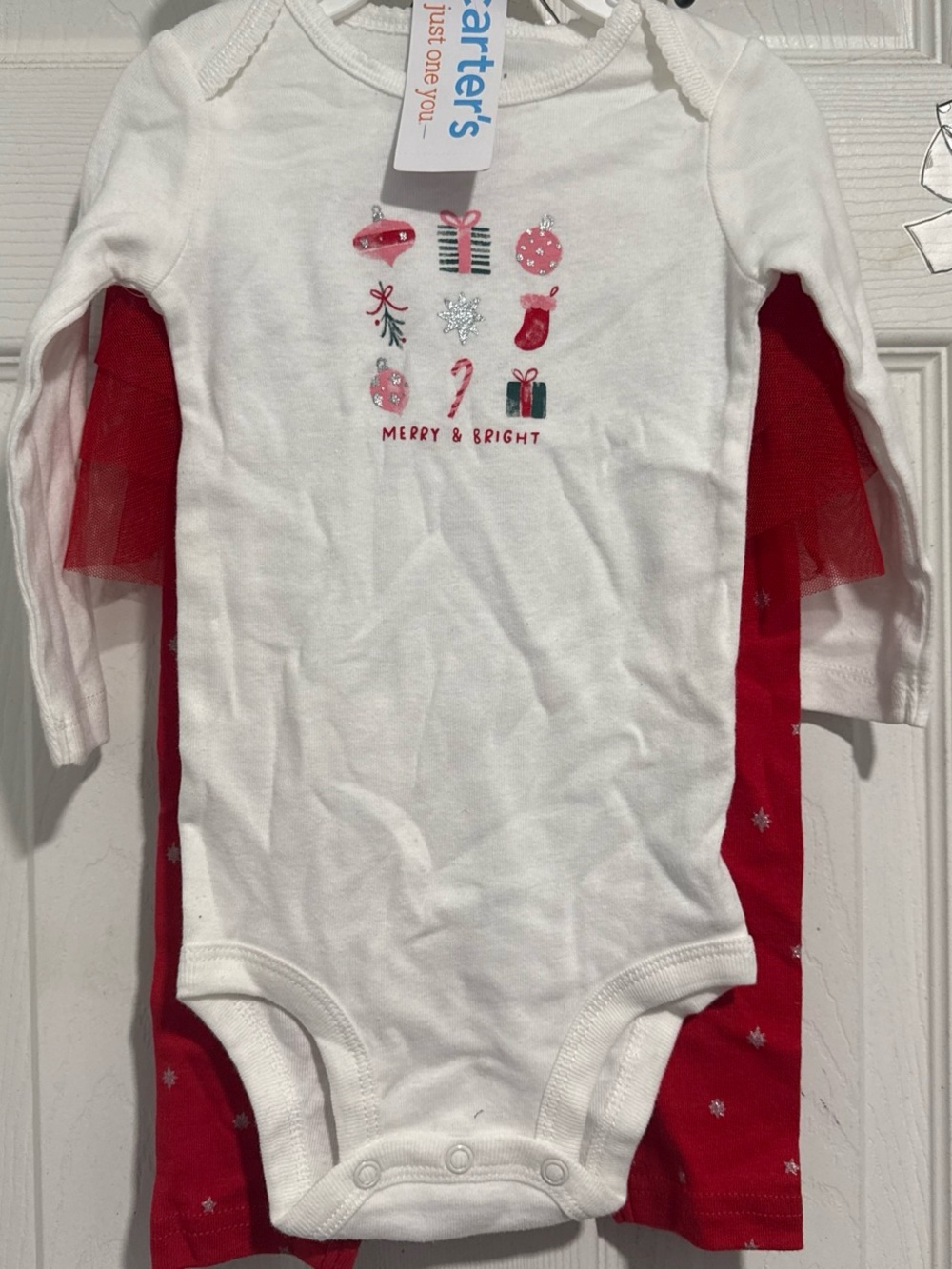 Carter's White and Red 'Merry & Bright' Holiday Baby One-Piece